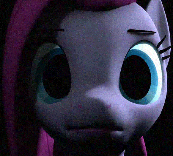 Size: 582x523 | Tagged: safe, artist:camtwosix, derpibooru import, pinkie pie, earth pony, pony, 3d, animated, creepy, female, gif, looking at you, mare, no catchlights, noise, pinkamena diane pie, she knows, solo, source filmmaker, stare