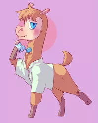 Size: 913x1147 | Tagged: safe, artist:lawrence alpaca, derpibooru import, oc, oc:lawrence, alpaca, pony, clothes, inhaler, shirt