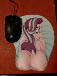 Size: 3024x4032 | Tagged: artist:pearlyiridescence, both cutie marks, butt, computer mouse, derpibooru import, dock, featureless crotch, glimmer glutes, irl, mousepad, mousepad for the fearless, oppai mousepad, photo, starlight glimmer, suggestive