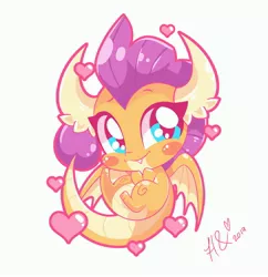 Size: 3892x4020 | Tagged: artist:hungrysohma, chibi, cute, derpibooru import, dragon, dragoness, female, heart, hnnng, safe, smolder, smolderbetes, solo, weapons-grade cute