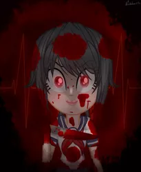 Size: 655x798 | Tagged: semi-grimdark, artist:rainbow15s, derpibooru import, human, equestria girls, ayano aishi, barely pony related, blood, crossover, solo, yandere, yandere simulator