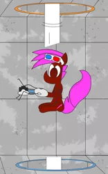 Size: 5000x8000 | Tagged: safe, artist:rainbowbacon, derpibooru import, oc, oc:rainbowbacon, unofficial characters only, pegasus, pony, atg 2019, newbie artist training grounds, pegasus oc, portal, portal (valve), portal gun, solo, wings