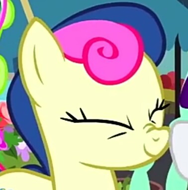 Size: 378x382 | Tagged: safe, derpibooru import, screencap, bon bon, rarity, sweetie drops, earth pony, pony, it isn't the mane thing about you, adorabon, amused, background pony, bon bon is amused, boop, cropped, cute, eyes closed, female, mare, scrunchy face