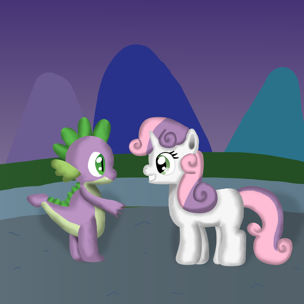 Size: 3092x3092 | Tagged: artist:platinumdrop, derpibooru import, safe, spike, sweetie belle