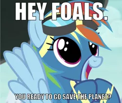 Size: 639x543 | Tagged: safe, derpibooru import, edit, edited screencap, editor:undeadponysoldier, screencap, rainbow dash, pegasus, pony, adorable face, captain planet and the planeteers, clothes, cute, female, goggles, happy, if cartoons were real, mare, open mouth, reference, smosh, solo, spread wings, uniform, wings, wonderbolts uniform