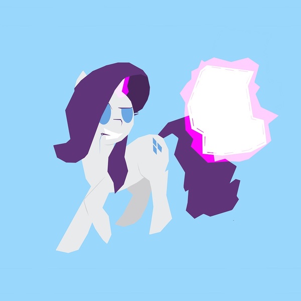 Size: 900x900 | Tagged: safe, artist:mlp-frank, derpibooru import, rarity, pony, unicorn, blue background, female, glowing horn, hooves, horn, levitation, lineless, magic, mare, mouth hold, simple, simple background, solo, telekinesis, vector