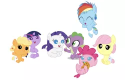 Size: 750x481 | Tagged: safe, derpibooru import, edit, editor:undeadponysoldier, applejack, baby applejack, fluttershy, pinkie pie, rainbow dash, rarity, spike, twilight sparkle, dragon, earth pony, pony, unicorn, adorable face, babity, baby, baby dash, baby dragon, baby pie, baby pony, baby spike, babyjack, babylight sparkle, babyshy, biting, cookie, crayon, cute, daaaaaaaaaaaw, dashabetes, diaper, diapinkes, eating, eyes closed, female, filly, flying, foal, food, freckles, jackabetes, lying back, lying down, male, mane seven, mane six, open mouth, raised hoof, raribetes, sharing, shipping, shyabetes, simple background, sitting, sparity, spikabetes, spit, straight, they grow up so fast, twiabetes, unicorn twilight, white background, younger