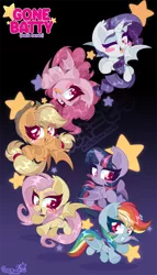 Size: 514x900 | Tagged: safe, artist:zombie, derpibooru import, applejack, fluttershy, pinkie pie, rainbow dash, rarity, twilight sparkle, twilight sparkle (alicorn), alicorn, bat pony, bat pony alicorn, earth pony, pegasus, pony, unicorn, applebat, bat ponified, bat wings, chibi, fangs, flutterbat, frog (hoof), horn, looking at you, mane six, open mouth, race swap, rainbowbat, rarabat, simple background, starry eyes, stars, tongue out, twibat, underhoof, upside down, wingding eyes, wings