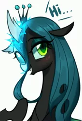 Size: 2306x3400 | Tagged: alternate version, artist:maren, changedling, changeling, changeling queen, derpibooru import, disguise, disguised changeling, female, ocellus, queen chrysalis, safe, simple background, solo, white background