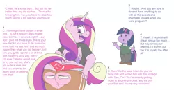 Size: 3843x2000 | Tagged: alicorn, anthro, artist:deoix, ass, butt, clothes, clothing transformation, derpibooru import, dialogue, female, inanimate tf, mare, objectification, oc, oc:cinnamon cake, panties, permanent, plot, princess cadance, suggestive, tight clothing, transformation, twilight sparkle, twilight sparkle (alicorn), underwear, unwilling