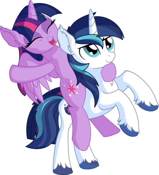 Size: 6801x7489 | Tagged: safe, artist:cyanlightning, derpibooru import, shining armor, twilight sparkle, twilight sparkle (alicorn), alicorn, pony, unicorn, .svg available, absurd resolution, brother and sister, brotherly love, cute, duo, ear fluff, eyes closed, female, male, mare, open mouth, ponies riding ponies, rearing, riding, siblings, simple background, smiling, sparkle siblings, spread wings, stallion, standing, transparent background, twiabetes, unshorn fetlocks, vector, wings