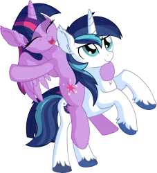 Size: 6801x7489 | Tagged: safe, artist:cyanlightning, derpibooru import, shining armor, twilight sparkle, twilight sparkle (alicorn), alicorn, pony, unicorn, .svg available, absurd resolution, brother and sister, brotherly love, cute, duo, ear fluff, eyes closed, female, male, mare, open mouth, ponies riding ponies, rearing, riding, siblings, simple background, smiling, sparkle siblings, spread wings, stallion, standing, transparent background, twiabetes, unshorn fetlocks, vector, wings