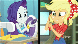Size: 640x360 | Tagged: safe, derpibooru import, edit, edited screencap, screencap, applejack, aqua blossom, blueberry cake, drama letter, fluttershy, ginger owlseye, golden hazel, microchips, normal norman, paisley, pinkie pie, rainbow dash, rarity, rose heart, sci-twi, scott green, sunset shimmer, twilight sparkle, velvet sky, watermelody, equestria girls, equestria girls series, rollercoaster of friendship, animated, applejack's hat, canterlot mall, carousel dress, cowboy hat, discovery family logo, equestria land, geode of shielding, geode of super strength, hat, humane five, humane seven, humane six, keytar, magical geodes, mii, musical instrument, ponied up, shipping fuel, sound, speed up, super ponied up, webm