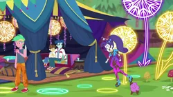 Size: 1920x1080 | Tagged: safe, derpibooru import, screencap, curly winds, lemon zack, rarity, some blue guy, wiz kid, equestria girls, equestria girls series, lost and pound, spoiler:choose your own ending (season 2), spoiler:eqg series (season 2), background human, male, shipping fuel, tent