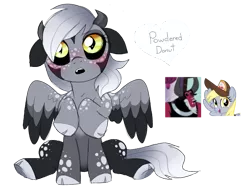 Size: 1007x761 | Tagged: safe, artist:unoriginai, derpibooru import, derpy hooves, lord tirek, oc, oc:powdered donut, centaur, hybrid, pony, crack shipping, cute, extra legs, freckles, heart, next generation, offspring, parent:derpy hooves, parent:lord tirek, shipping, simple background, transparent background