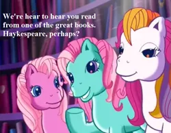 Size: 729x567 | Tagged: safe, derpibooru import, edit, edited screencap, screencap, minty, pinkie pie, pinkie pie (g3), sunny daze (g3), pony, a very pony place, two for the sky, cropped, cute, dialogue, diapinkes, g3, grammar error, mintabetes, misspelling, speech, talking
