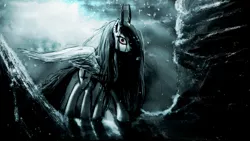 Size: 1920x1080 | Tagged: semi-grimdark, artist:fearyzy, derpibooru import, oc, oc:lanteria, unofficial characters only, alicorn, pony, alicorn oc, horn, horns, solo, wings