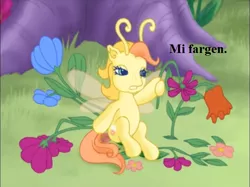 Size: 643x480 | Tagged: breezie, breezish, broken stem, derpibooru import, edit, edited screencap, flower, g3, safe, screencap, speech, talking, the princess promenade, translated in the description, zipzee