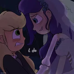 Size: 1280x1280 | Tagged: safe, artist:eereekuhh, derpibooru import, applejack, rarity, human, cute, female, humanized, jackabetes, lesbian, raribetes, rarijack, shipping, the corpse bride