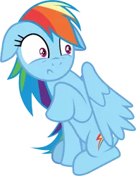Size: 11942x15486 | Tagged: safe, artist:wissle, derpibooru import, rainbow dash, pegasus, pony, absurd resolution, female, floppy ears, mare, raised hoof, scared, shocked, shocked expression, simple background, solo, transparent background, vector, wide eyes