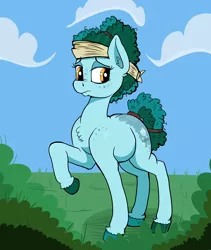 Size: 3873x4580 | Tagged: safe, artist:paskanaakka, derpibooru import, oc, oc:gleamblossom, unofficial characters only, earth pony, pony, butt freckles, chest fluff, clothes, colored hooves, ear fluff, female, freckles, headscarf, mare, scarf, shoulder freckles, solo, tail wrap, unshorn fetlocks