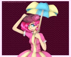 Size: 1374x1100 | Tagged: artist:vikuskaal, derpibooru import, human, humanized, pinkie pie, safe, solo, umbrella