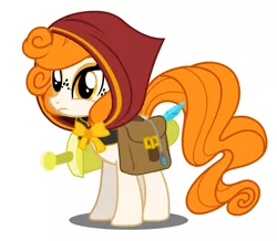 Size: 918x800 | Tagged: safe, artist:flash equestria photography, derpibooru import, oc, oc:ginger ale, unofficial characters only, earth pony, pony, bag, butt freckles, commission, earth pony oc, freckles, hood, saddle bag, solo, sword, weapon