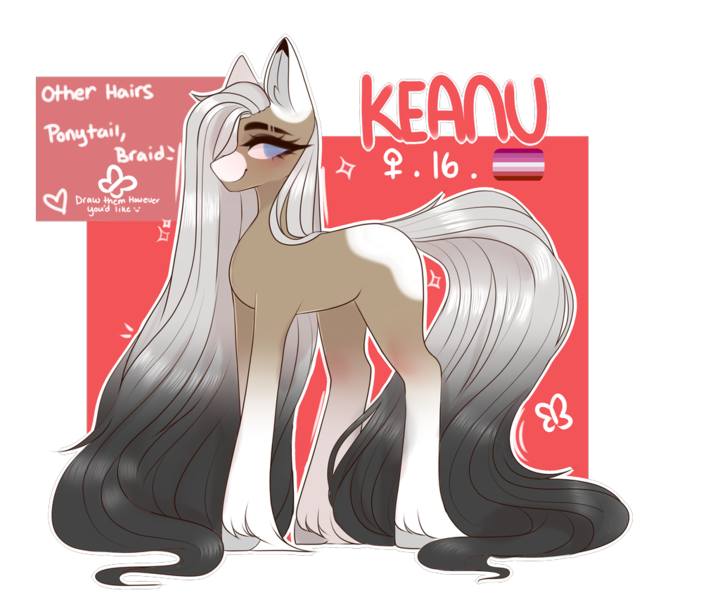 Size: 1024x853 | Tagged: safe, artist:umiimou, derpibooru import, oc, oc:keanu, earth pony, pony, appaloosa, female, gradient mane, hoof fluff, lesbian pride flag, long feather, long mane, long tail, mare, pride, pride flag, reference sheet, simple background, solo, transparent background