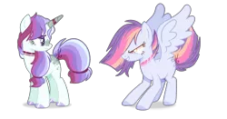 Size: 2500x1308 | Tagged: safe, artist:6-fingers-lover, derpibooru import, oc, unofficial characters only, pegasus, pony, unicorn, female, magical lesbian spawn, mare, offspring, parent:flash sentry, parent:rainbow dash, parent:twilight sparkle, parents:flashlight, parents:twidash, simple background, transparent background