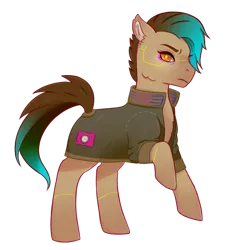 Size: 885x898 | Tagged: safe, artist:guiltyp, derpibooru import, oc, oc:cyberpunk clock, earth pony, pony, clothes, female, mare, simple background, solo, transparent background