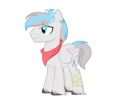 Size: 3672x3240 | Tagged: safe, artist:lazuli, artist:rainbowpawsarts, derpibooru import, oc, oc:chalk, pegasus, pony, alternate universe, bandage, bandana, base used, ear piercing, male, piercing