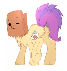 Size: 964x1018 | Tagged: safe, artist:little-sketches, derpibooru import, oc, oc:paper bag, unofficial characters only, earth pony, pony, blushing, butt, butt fluff, chest fluff, cute, female, fluffy, mare, ocbetes, paper bag, plot, simple background, sketch-fluffy's fluffy butts, solo, white background