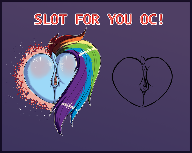 Size: 5000x4000 | Tagged: explicit, artist:dinoalpaka, derpibooru import, rainbow dash, oc, pony, anus, butt, butt only, commission, female, heart butt, nudity, plot, rcf community, solo, solo female, vulva, ych example, your character here