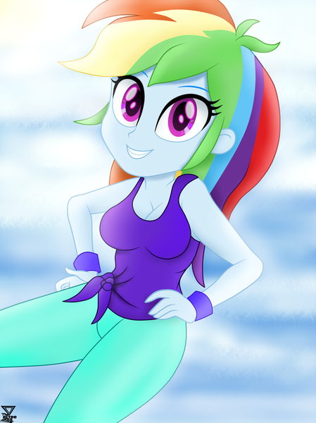 Size: 2000x2674 | Tagged: safe, artist:theretroart88, derpibooru import, rainbow dash, equestria girls, equestria girls series, wake up!, spoiler:choose your own ending (season 2), spoiler:eqg series (season 2), breasts, busty rainbow dash, cleavage, clothes, female, looking at you, smiling, solo, wake up!: rainbow dash