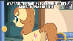 Size: 600x337 | Tagged: suggestive, derpibooru import, oc, oc:cream heart, pony, butt, caption, creambutt, female, image macro, imminent foalcon, imminent incest, imminent spanking, implied button mash, implied buttoncest, implied foalcon, implied incest, implied straight shota, incest, mare, meme, milf, nudity, offscreen character, plot, text, this will end in jail time