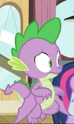 Size: 240x401 | Tagged: alicorn, a trivial pursuit, claws, cropped, derpibooru import, dragon, flying, male, offscreen character, safe, screencap, spike, twilight sparkle, twilight sparkle (alicorn), winged spike, wings