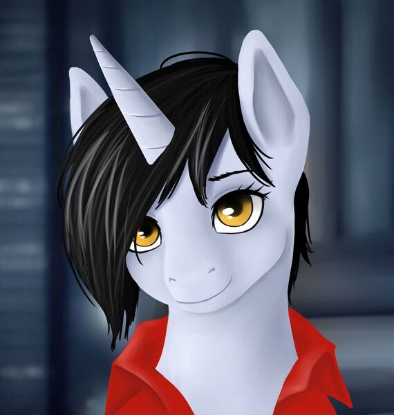 Size: 900x948 | Tagged: safe, artist:kira-minami, derpibooru import, oc, unofficial characters only, pony, unicorn, bust, clothes, female, hair over one eye, looking at you, mare, portrait, shirt, solo