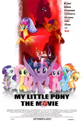 Size: 2025x3000 | Tagged: safe, artist:ejlightning007arts, derpibooru import, applejack, capper dapperpaws, fluttershy, pinkie pie, princess skystar, rainbow dash, rarity, spike, tempest shadow, twilight sparkle, twilight sparkle (alicorn), abyssinian, alicorn, anthro, dragon, earth pony, pegasus, pony, seapony (g4), unicorn, my little pony: the movie, anthro with ponies, broken horn, canterlot, cowboy hat, eye scar, female, hat, horn, inglourious basterds, male, mane six, mare, poster, scar, stock vector, wings
