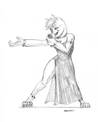 Size: 1100x1369 | Tagged: anthro, artist:baron engel, clothes, commission, derpibooru import, diamond dog, diamond dog oc, digitigrade anthro, dress, female, female diamond dog, grayscale, jewelry, microphone, monochrome, necklace, oc, pearl necklace, pencil drawing, safe, side slit, signature, simple background, singer, singing, solo, traditional art, unofficial characters only, white background