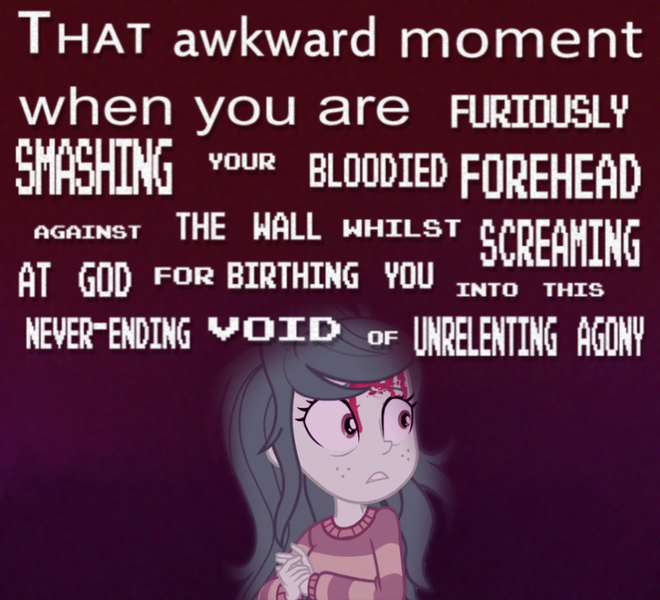 Size: 746x678 | Tagged: semi-grimdark, derpibooru import, wallflower blush, equestria girls, anxiety, depression, suicide