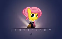 Size: 1920x1200 | Tagged: artist:vexx3, clothes, derpibooru import, edit, fluttershy, safe, solo, source needed, suit, vector, wallpaper, wallpaper edit