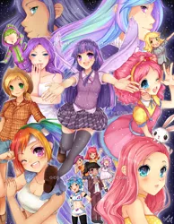 Size: 900x1157 | Tagged: angel bunny, animal, apple bloom, applejack, artist:oceanchan, derpibooru import, derpy hooves, female, fluttershy, human, humanized, mane six, obtrusive watermark, octavia melody, pinkie pie, poster, princess celestia, princess luna, rabbit, rainbow dash, rarity, safe, scootaloo, signature, spike, sweetie belle, twilight sparkle, vinyl scratch, watermark, winged humanization, wings, wrong eye color