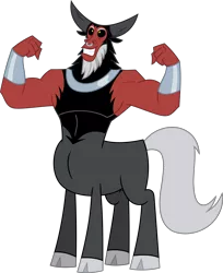 Size: 4080x5000 | Tagged: artist:fercho262, centaur, cloven hooves, derpibooru import, flexing, grin, high res, horns, lord tirek, male, nose piercing, nose ring, piercing, safe, shackles, simple background, smiling, solo, stronk, the beginning of the end, transparent background, vector