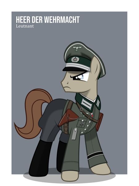 Size: 1025x1366 | Tagged: safe, artist:brony-works, derpibooru import, earth pony, pony, gun, hat, male, nazi, nazi germany, solo, stallion, weapon, wehrmacht, world war ii