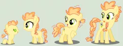 Size: 3808x1416 | Tagged: safe, artist:loveedovey, derpibooru import, oc, oc:long shot, earth pony, pony, 5-year-old, age progression, baby, baby pony, base used, female, filly, simple background, solo, teenager