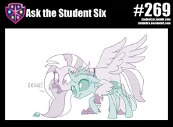 Size: 800x588 | Tagged: artist:sintakhra, changedling, changeling, cute, derpibooru import, diaocelles, diastreamies, eeee, female, hippogriff, insect, jewelry, ladybug, necklace, ocellus, safe, silverstream, tumblr:studentsix