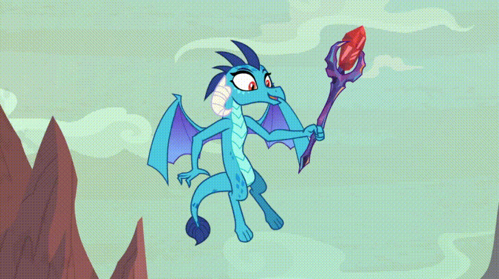 Size: 728x408 | Tagged: animated, ascot, beret, bloodstone scepter, clothes, derpibooru import, dragon, dragon lord ember, female, garble, hat, male, princess ember, safe, screencap, shipping fuel, shirt, spike, striped shirt, sweet and smoky, winged spike