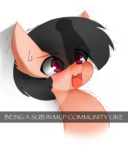 Size: 1500x1700 | Tagged: suggestive, artist:ark nw, derpibooru import, oc, oc:ashley roy kambell, unofficial characters only, earth pony, pony, black hair, blushing, bust, funny, implied sex, jaw drop, male, phallic shadow, red eyes, shadow, simple background, snapchat, solo, text, white background