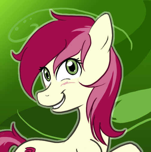 Size: 504x505 | Tagged: safe, artist:devipotato, derpibooru import, roseluck, earth pony, pony, blushing, bust, female, mare, portrait, smiling, solo
