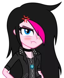 Size: 1157x1405 | Tagged: safe, artist:kingdark0001, derpibooru import, oc, oc:zoe star pink, equestria girls, angry, choker, clothes, female, jewelry, lidded eyes, necklace, simple background, solo, transparent background, vector
